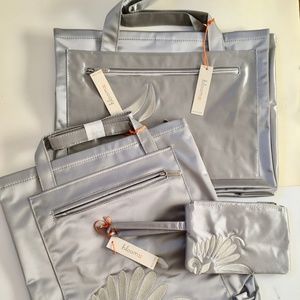 NWT 3 Silver/Grey Bags - Tote, Handbag & Wallet